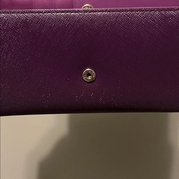 MCM Plum Dark Purple Leather Long Wallet with Two Tone Gold and Silver Logo - Picture 13 of 14